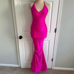 Jessica Angel Elegant Fuscia Pink Halter Prom Dress XXS
